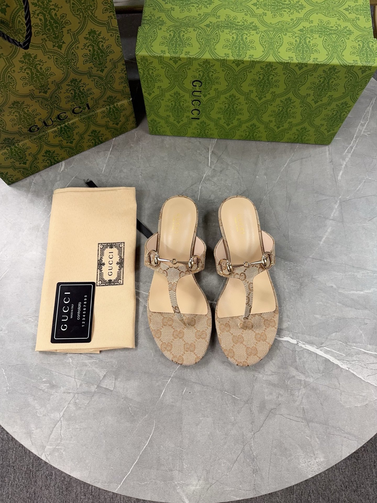 Gucci Women's Thong Sandals with GG Pattern and Horsebit Detail 3 i1743673330195 3 0 1