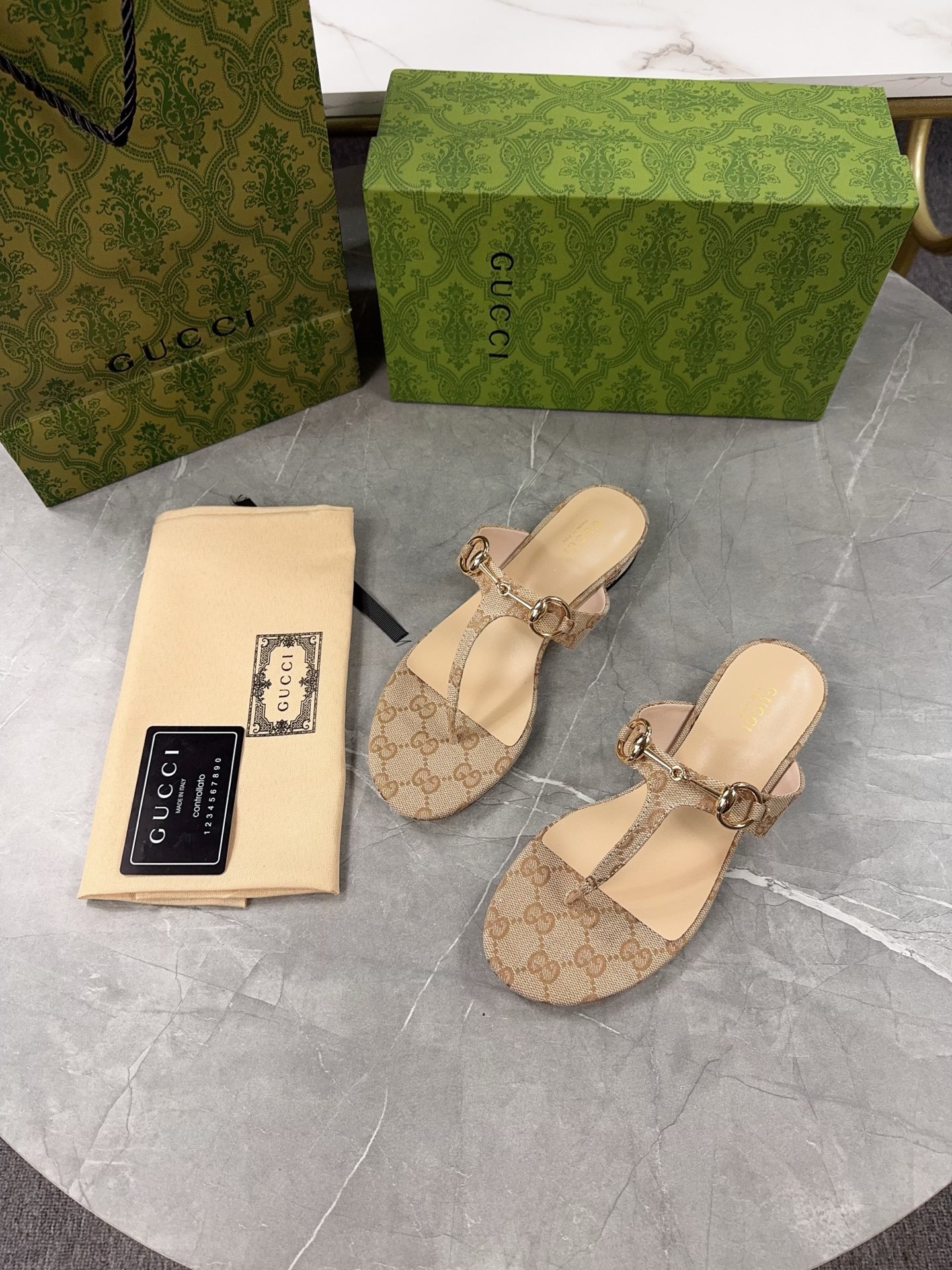 Gucci Women's Thong Sandals with GG Pattern and Horsebit Detail 5 i1743673330207 6080 0 3
