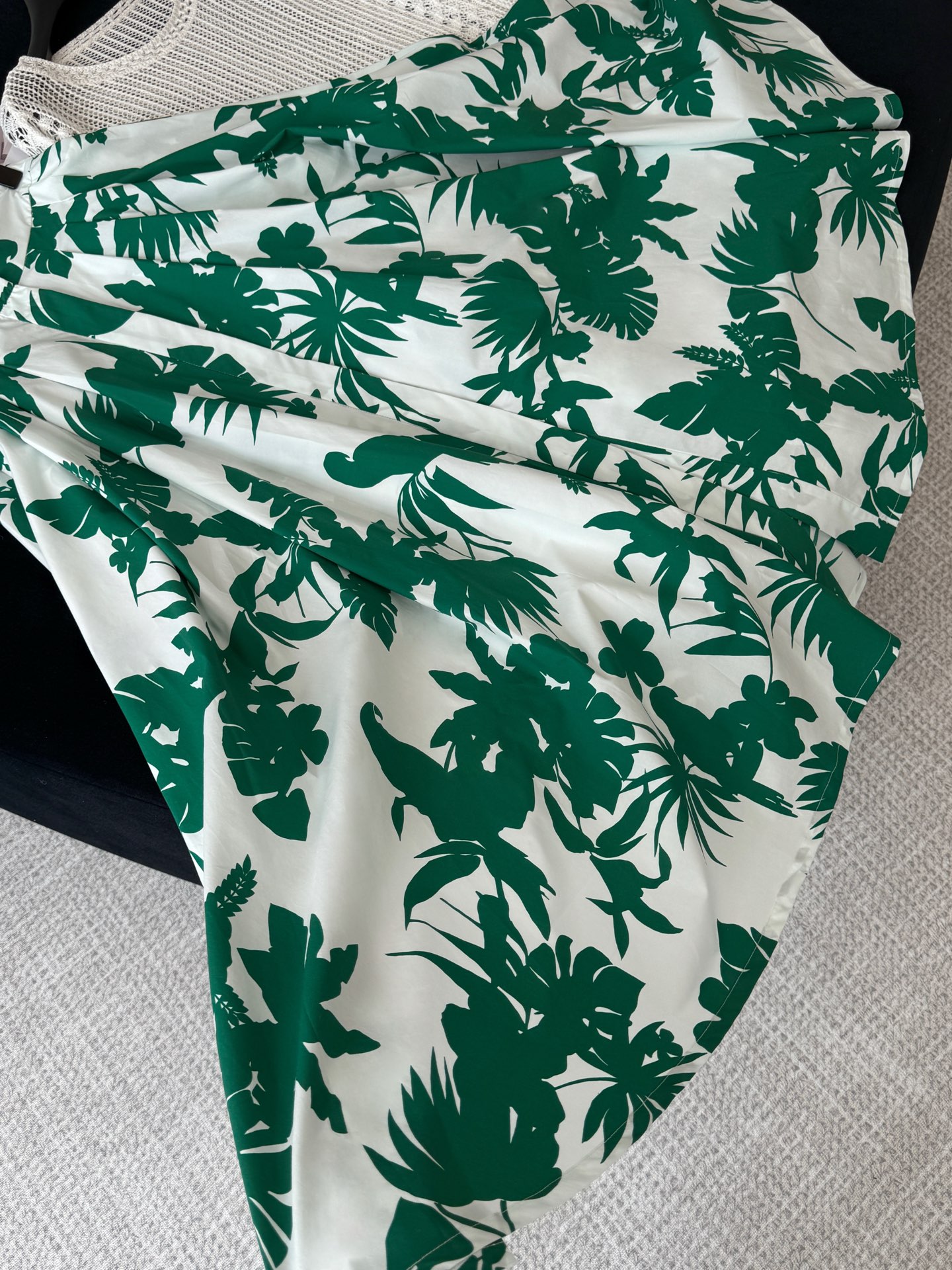 Elegant Green & White High-Waisted Midi Dress - Lightweight & Breathable Cotton 7 i1749814660712 9796 0 5