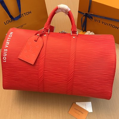 Louis Vuitton LV Keepall Travel Bags Black Red Epi M23721