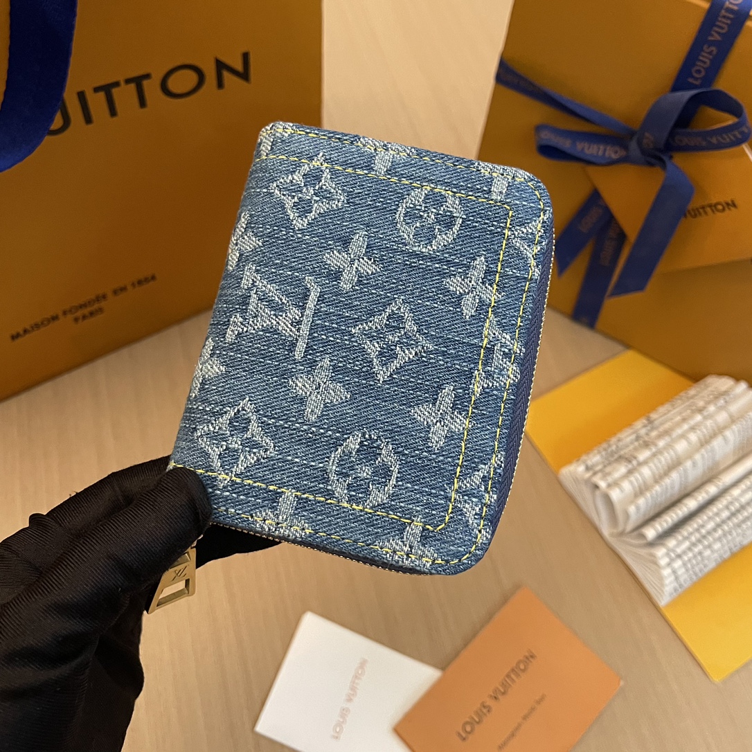Louis Vuitton Zippy Coin Purse Monogram Denim Wallet - Blue 4 i1703746488 3805 0