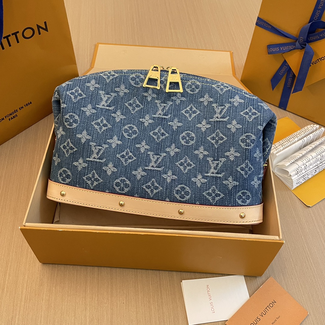 Louis Vuitton Monogram Denim Large Cosmetic Pouch - Blue 1 i1704686704 2670 5