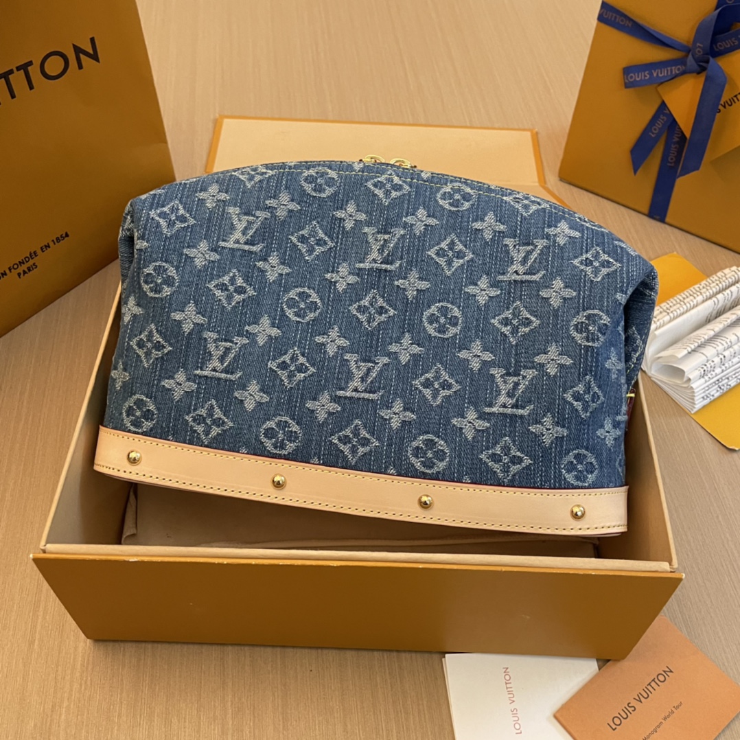 Louis Vuitton Monogram Denim Large Cosmetic Pouch - Blue 2 i1704686704 5552 8