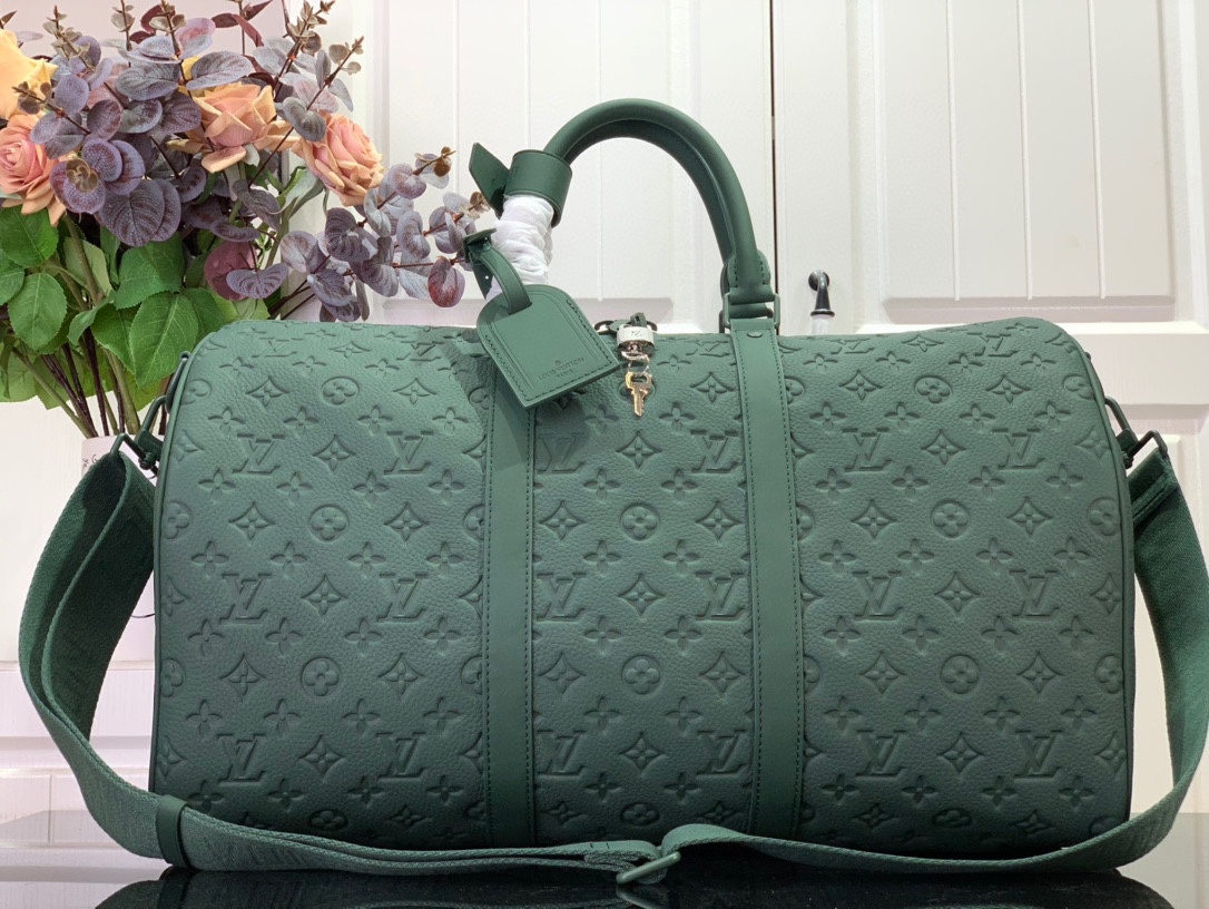 Louis Vuitton LV Keepall Bolsos de viaje Negro Verde Lona M24440