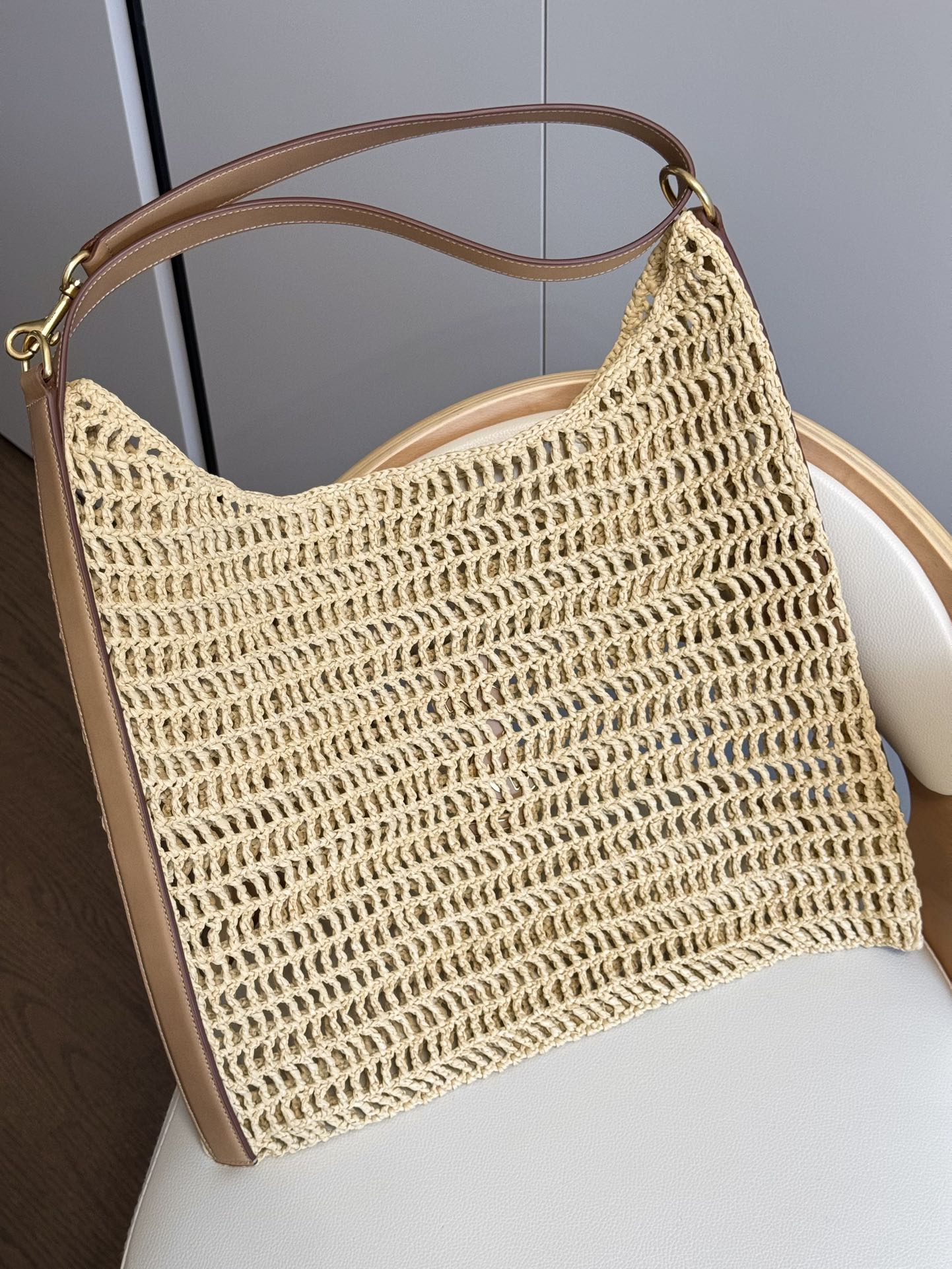 Saint Laurent Raffia Apricot/Gold