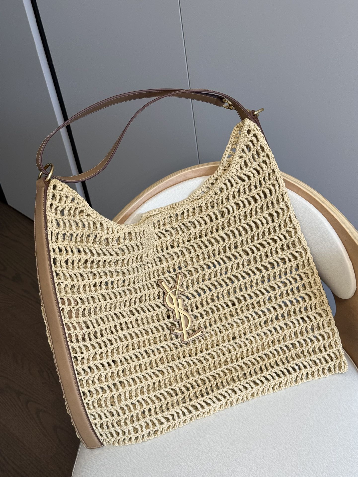 Saint Laurent Raffia Apricot/Gold