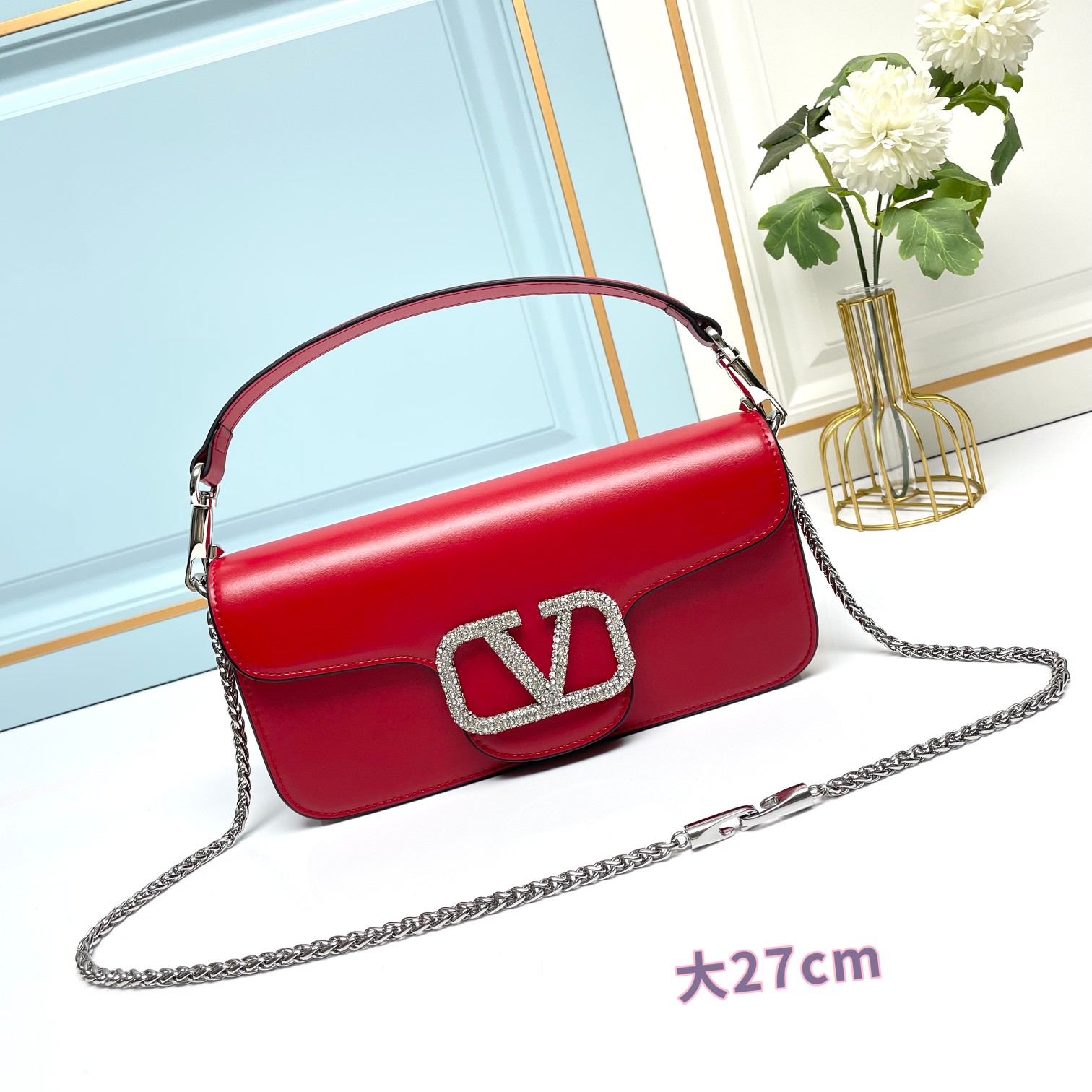 大号【配礼盒】🎁VALENTINO MINI LOCÒ仿水晶装饰手袋-VLogo Signature施华