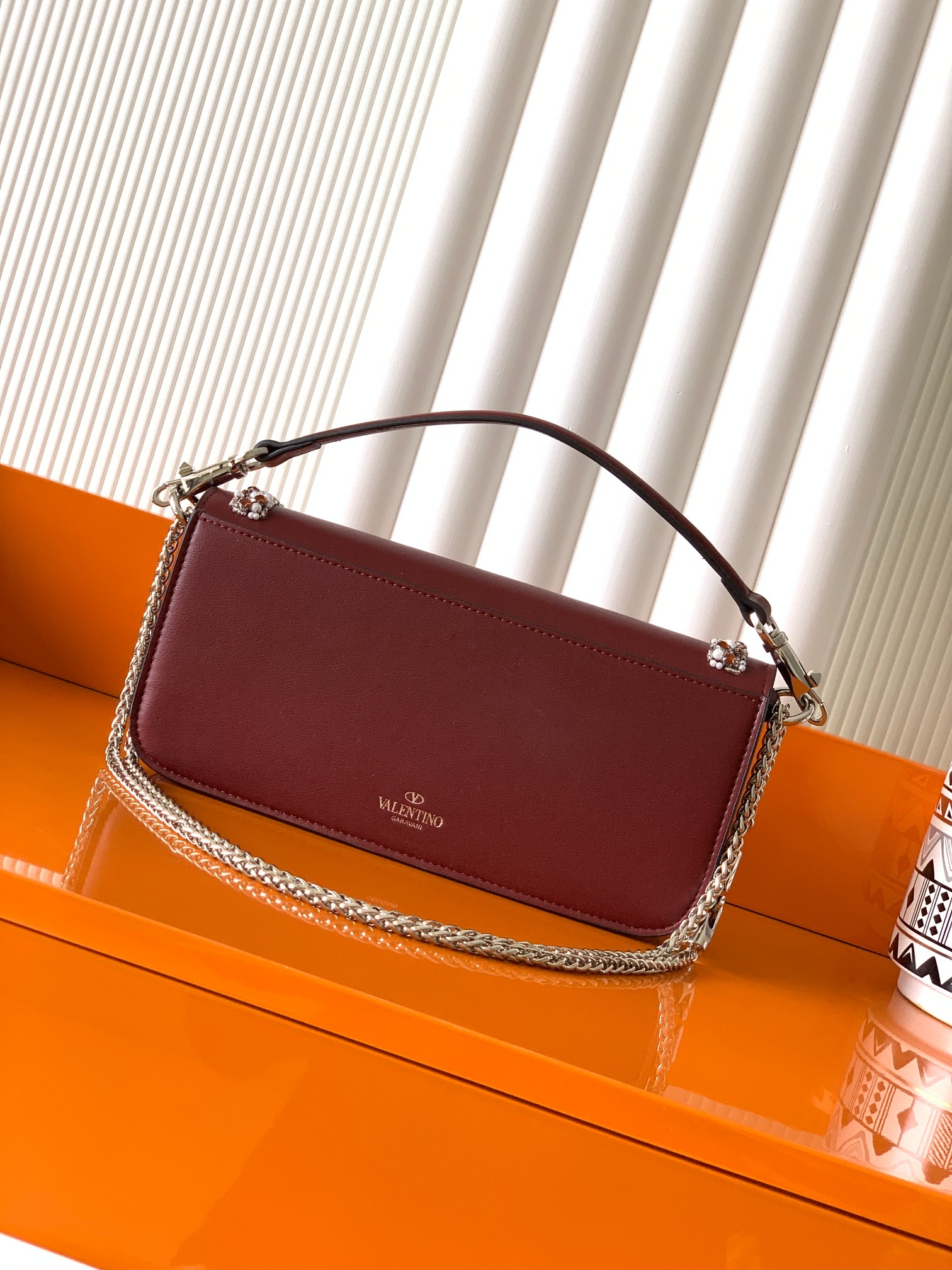 大号【+Box.】MINI LOCÒ仿水晶装饰手袋-VLogo Signature施华洛世奇®仿水晶装饰