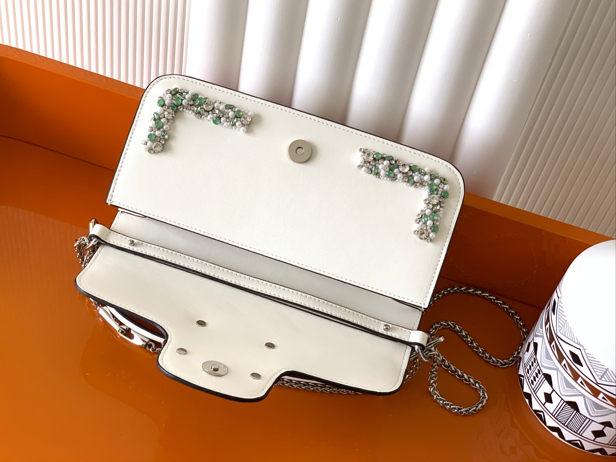 大号【+Box.】MINI LOCÒ仿水晶装饰手袋-VLogo Signature施华洛世奇®仿水晶装饰