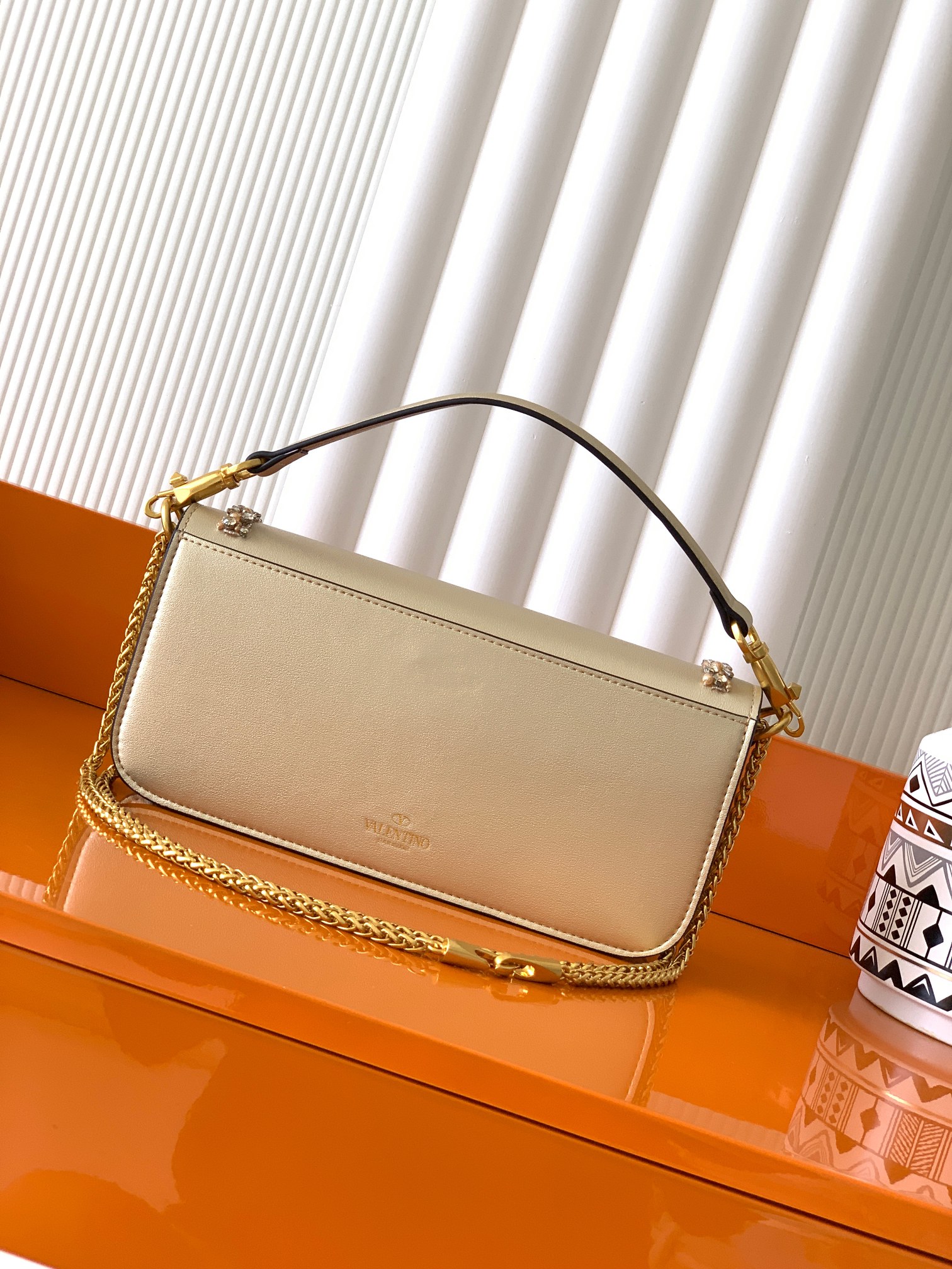 大号【+Box.】MINI LOCÒ仿水晶装饰手袋-VLogo Signature施华洛世奇®仿水晶装饰