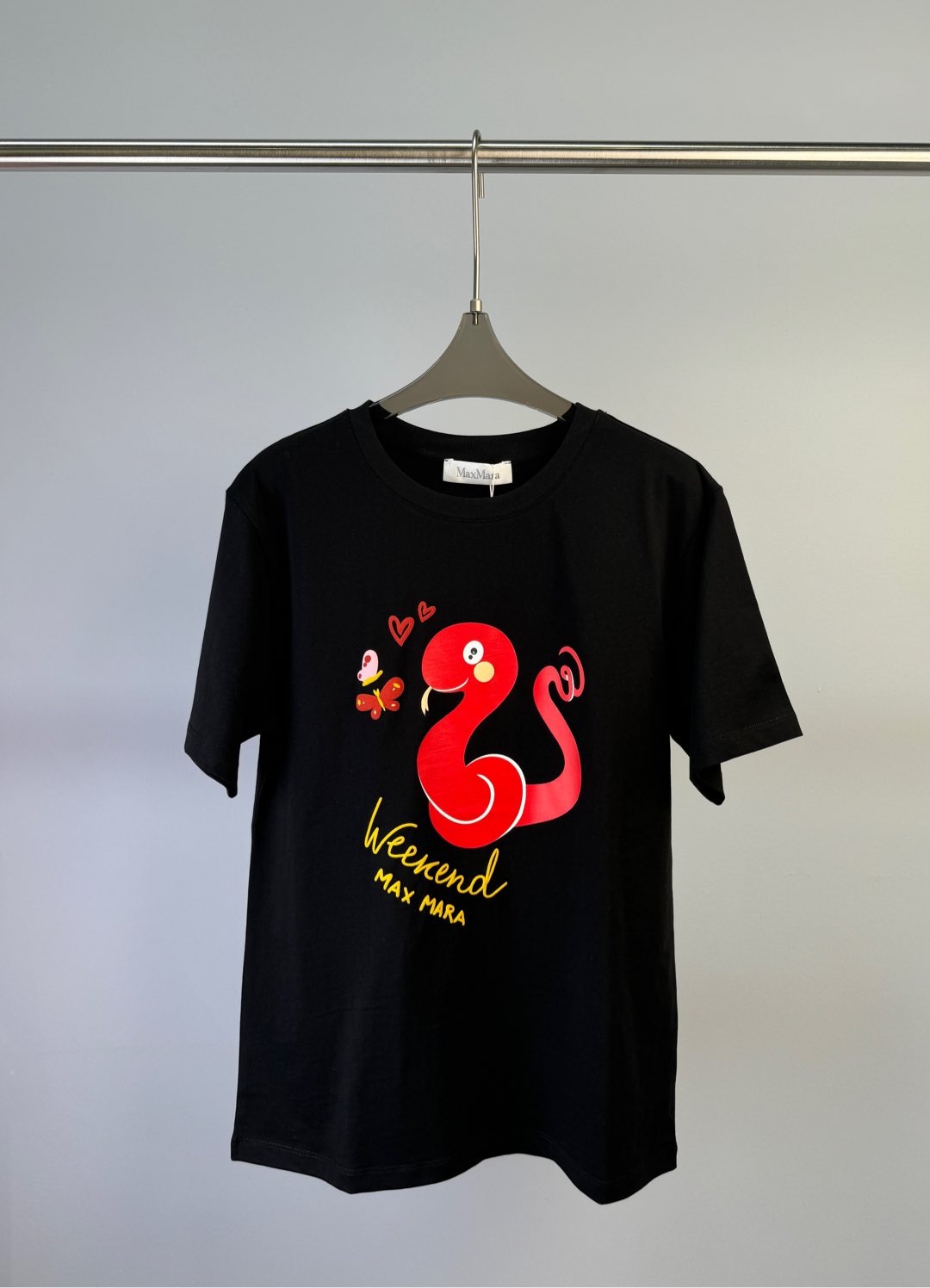NO:313754,Weekend MaxMara Early Spring New Snake Year Limited Cartoon Snake Flocking Printed Short Sleeve T-shirt, Childish Cute S M L, T-shirt, Tees, t-shirt, alexander wang19860909Weekend MaxMara 早春新款 蛇年限定卡通蛇植绒印花图案短袖T恤、童趣可爱 码数S M L,,T-shirt,tees，t-shirt,alexander wang,Women's clothing