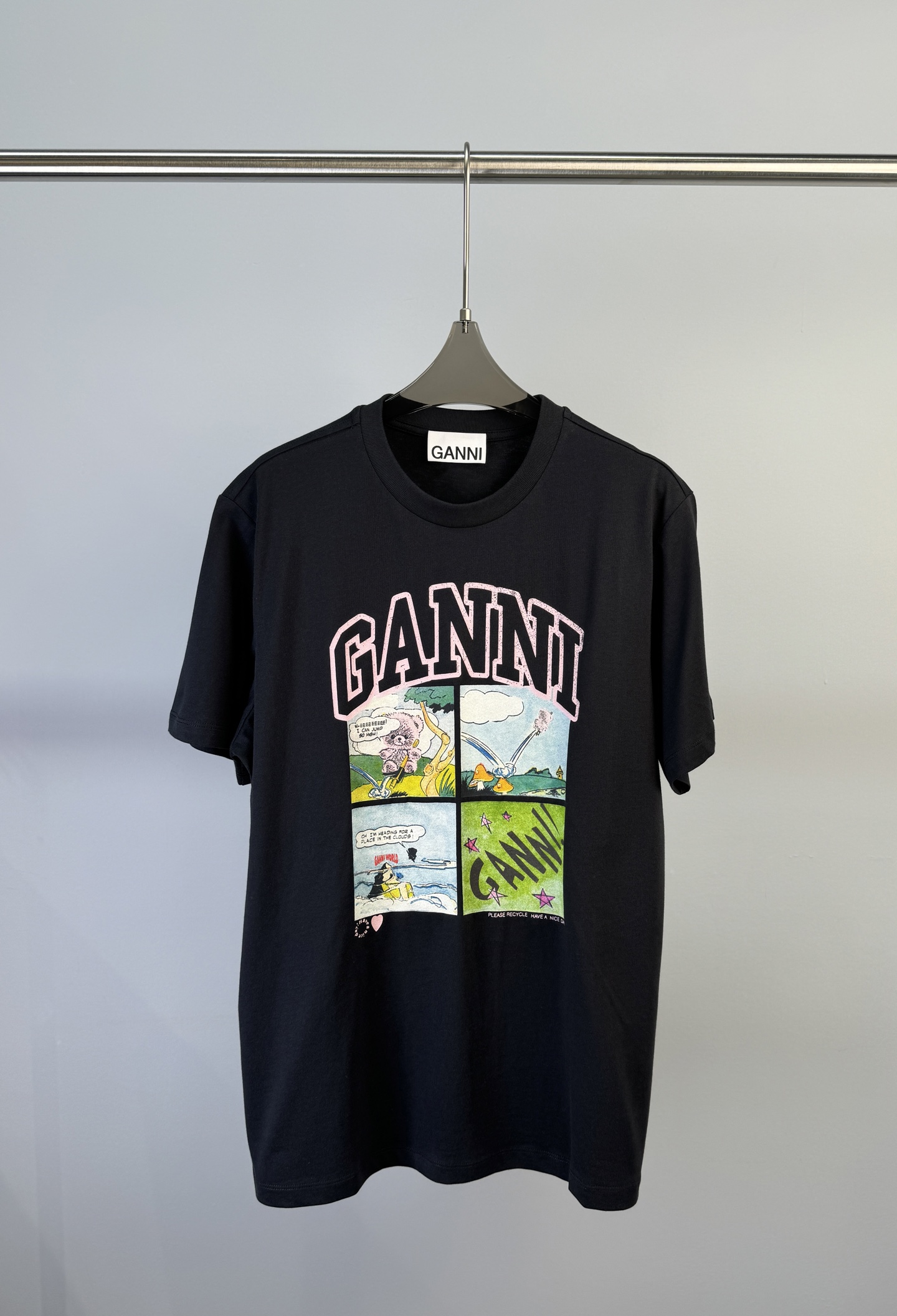 NO:311245,GANNI Spring and Summer New Style Brand Letter   Illustration Printed Pattern Short-sleeved T-shirt, Very Casual and Cute, Loose Style Number S M L, T-shirt, Tees, T-shirt, alexander wang19860909GANNI 春夏新款 品牌字母 插画印花图案短袖T恤、非常休闲可爱、宽松版型 码数S M L,,T-shirt,tees，t-shirt,alexander wang,Women's clothing
