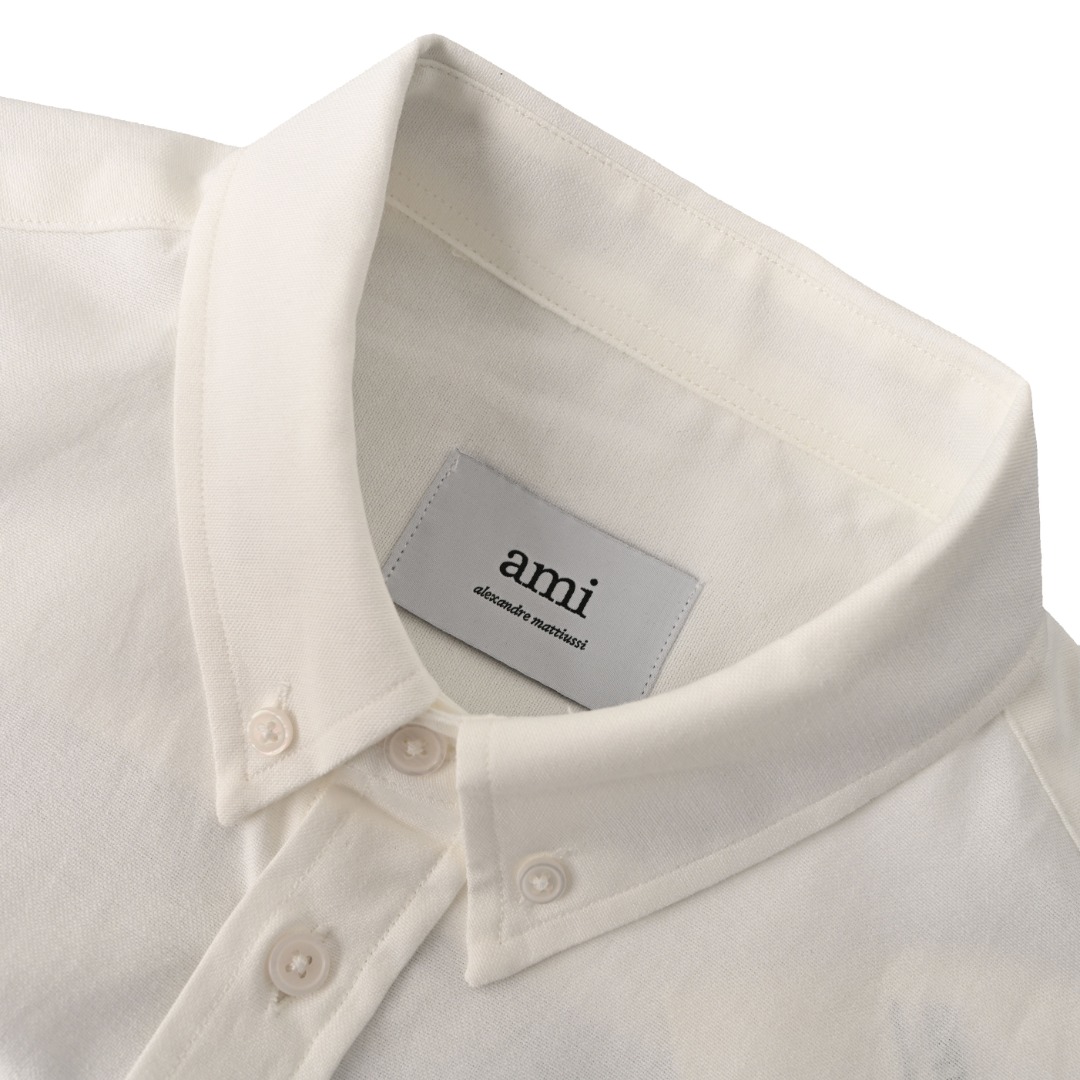 AMI Paris 小爱心刺绣长袖衬衫 定制臻品柔韧牛津棉布