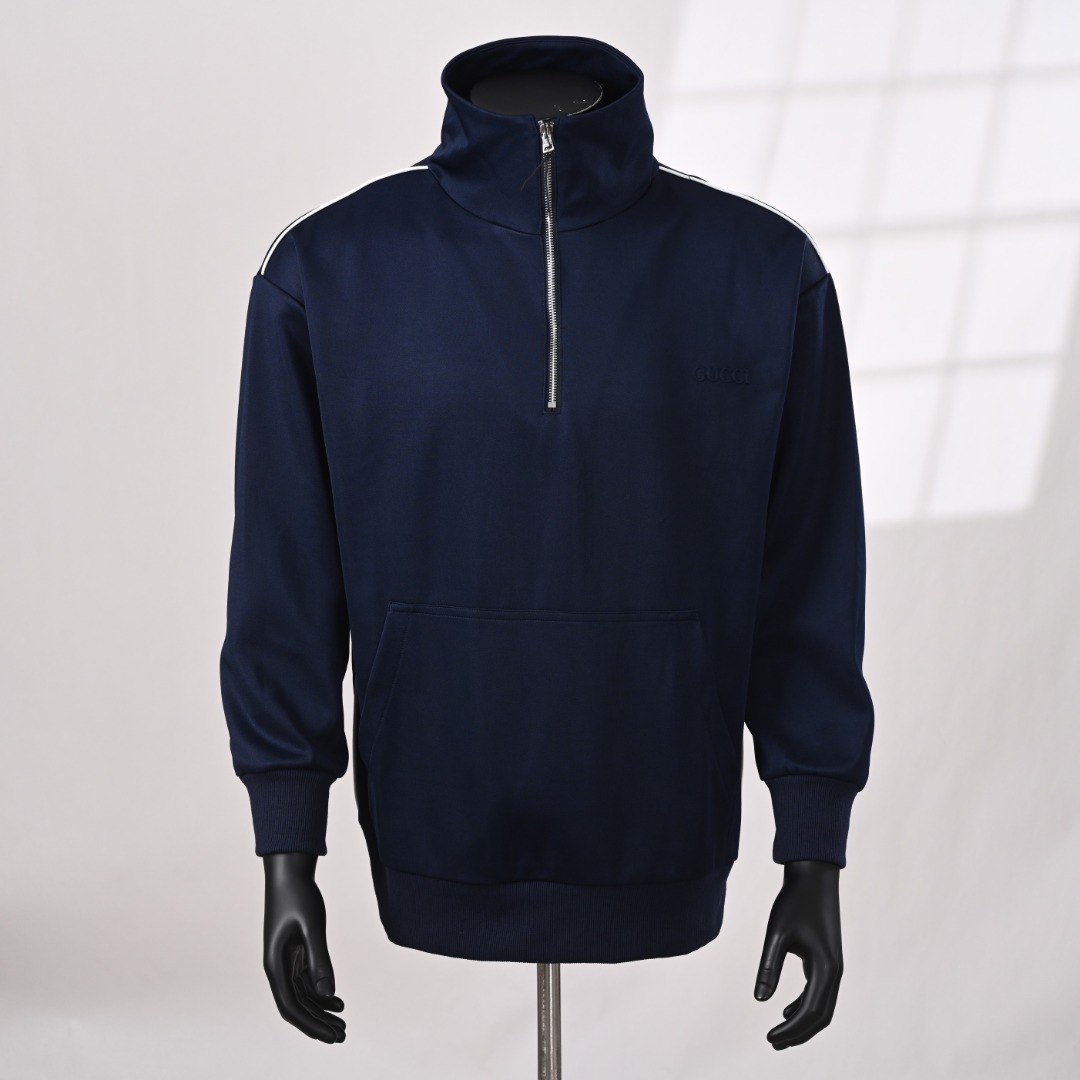 GUCCI古驰GUC 凹凸字母侧白条线条设计套装立领夹克外套  实拍图