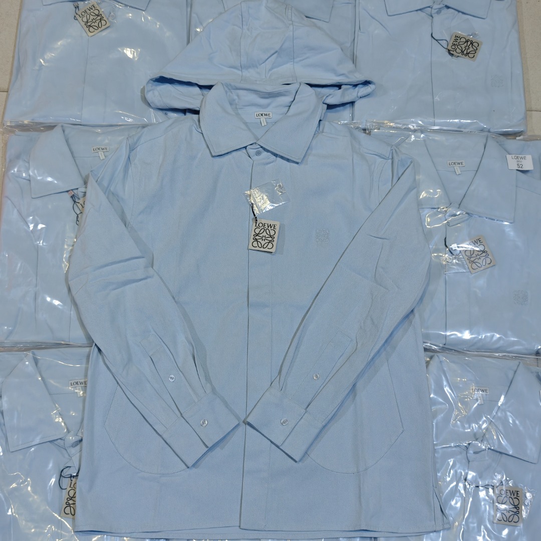 LOEWE Camisa de manga larga con capucha de algodón desmontable Foto real del lote
