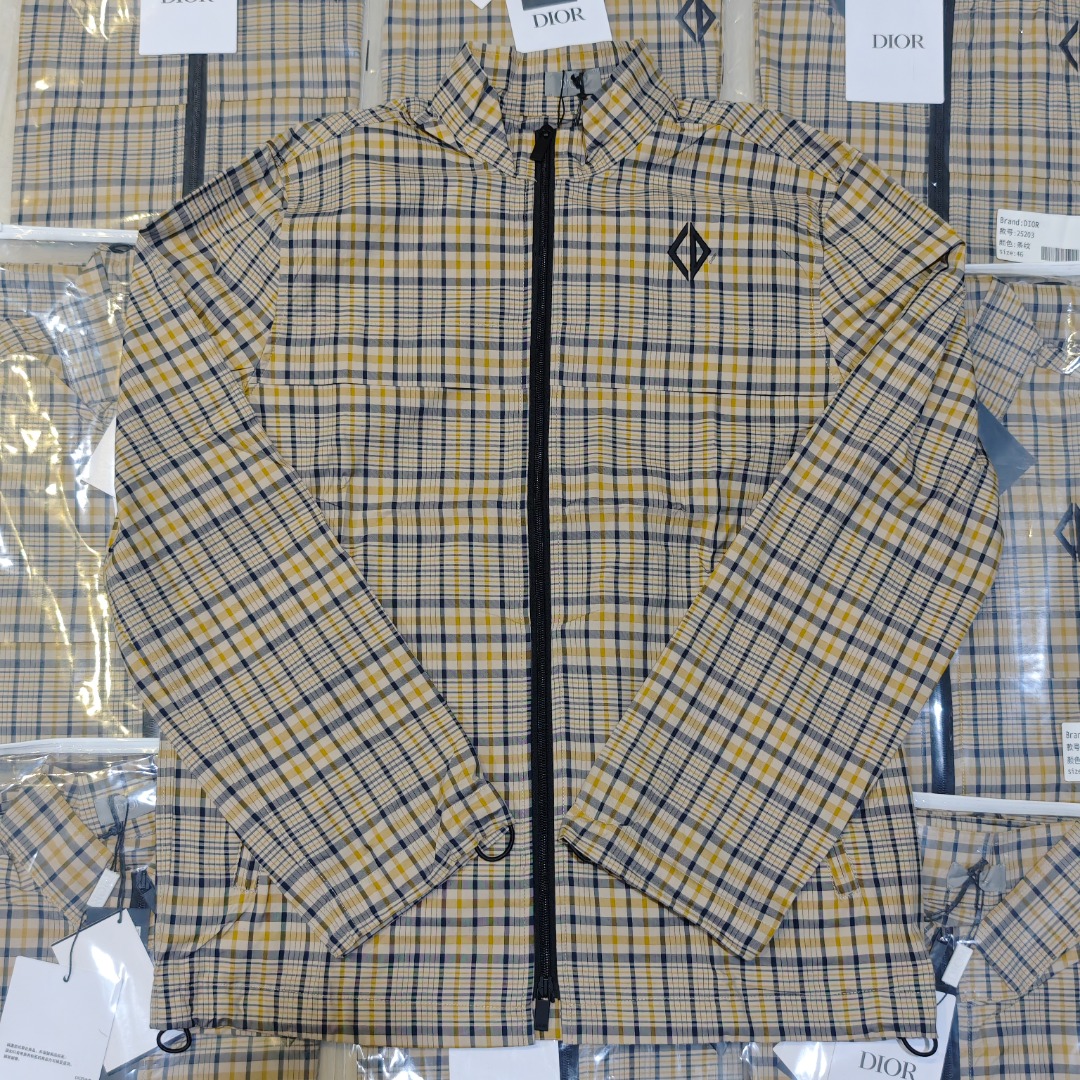 DIOR Chaqueta camisera de mezcla de rayas de rombos CD Dior, producto real