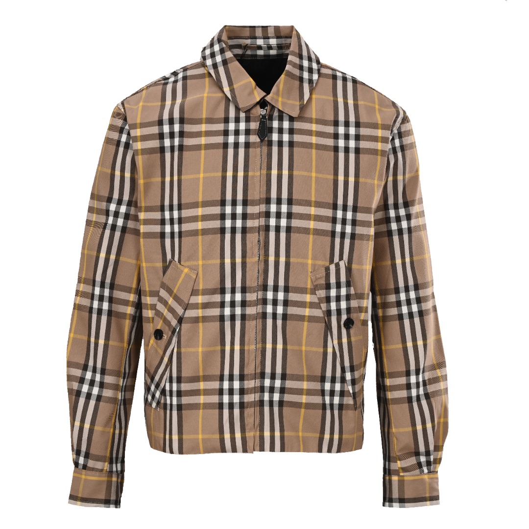 正品级💰500 BURBERRY/巴宝BBR 格纹双面穿夹克外套 对格定位对花高品质 独特松露色混纺棉质 扣式贴边口袋设计 标志性扣袢袖口 订制明线皮牌拉链头 高品质五金辅料 略宽松版型 Size：S-XL
