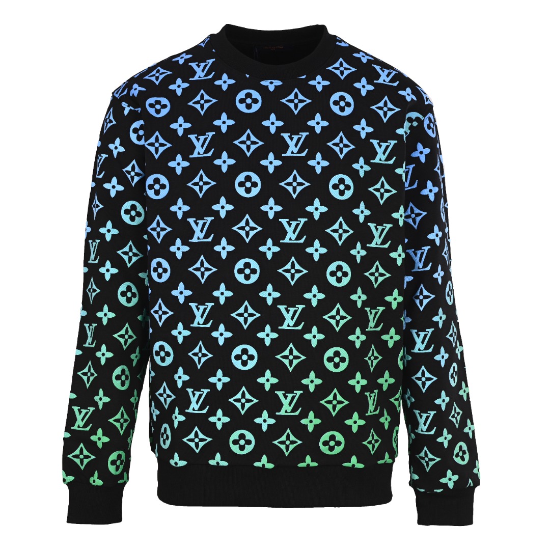 正品级💰350 LOUIS VUITTON/路易威登LV 满印渐变圆领卫衣 精致升级，原版面料 官方同款 400g双股大毛圈面料同缸染面料 手感非常舒服春夏最新砖柜同步 时尚又个性 超级百搭好看的一款卫衣男女都非常合适 人手必备款吊牌 领标 水洗麦 三标齐全 Size: S-XL