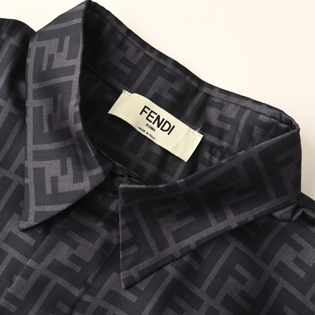 Fendi FENDI芬迪FD 双F提花满印长袖衬衫