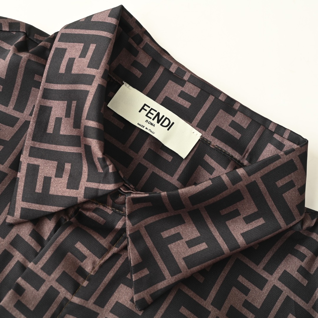 Fendi FENDI芬迪FD 双F提花满印长袖衬衫
