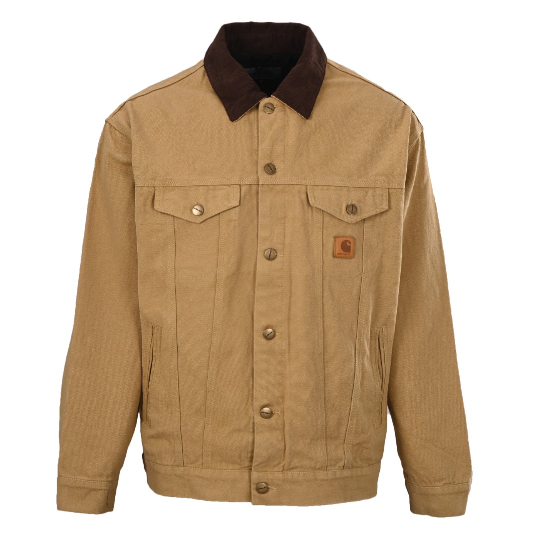 正品级💰420 CARHART/卡哈特 双口袋工装外套 实物帅炸 颜色巨好看 面料采用340克重高品质纯棉帆布 整体成色经过水洗后旧化极品 各种小细节非常顶 是近期最火热的工装品牌之一 其经典程度在众多美式工装玩家心中的地位品种呈现不可言喻 做旧水洗味道非常重上身非常有穿着质感 Size:S-XL