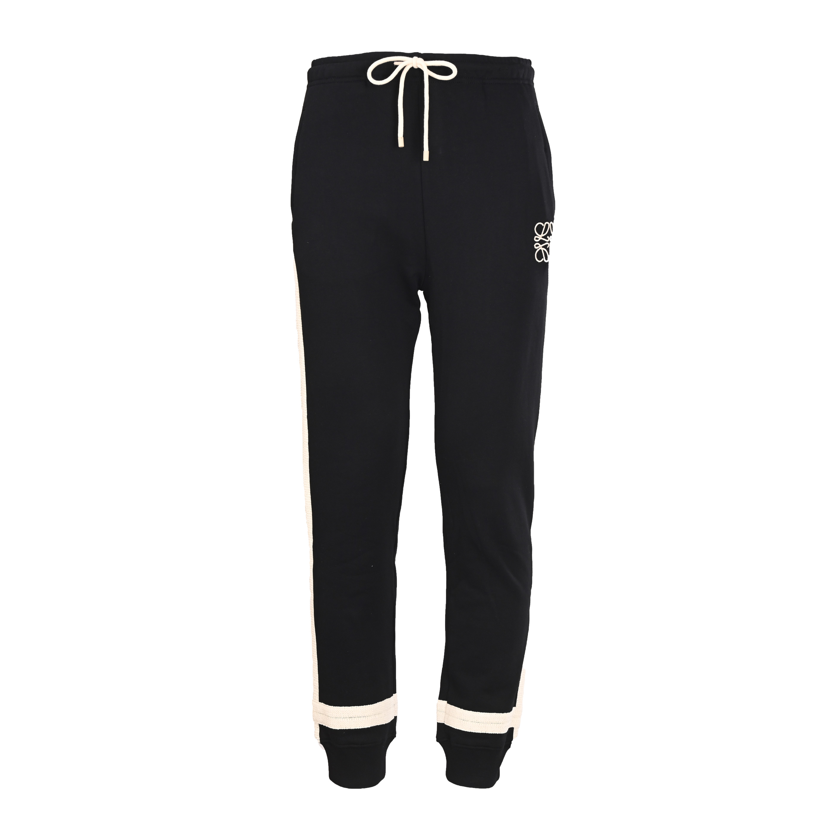 正品级💰330
Loewe/罗意威 刺绣徽标编花织带长裤
· 原材料高密度棉质帆布  定染出丹宁运动裤
· 五金开模吊钟
· 激光定位裁剪工艺  全部对位  
· 侧边花边粗麻织带设计 字母logo刺绣 织片效果完全还原
· 原版主唛水洗吊牌防潮纸包装
   颜色：黑色
   Size:S-XL