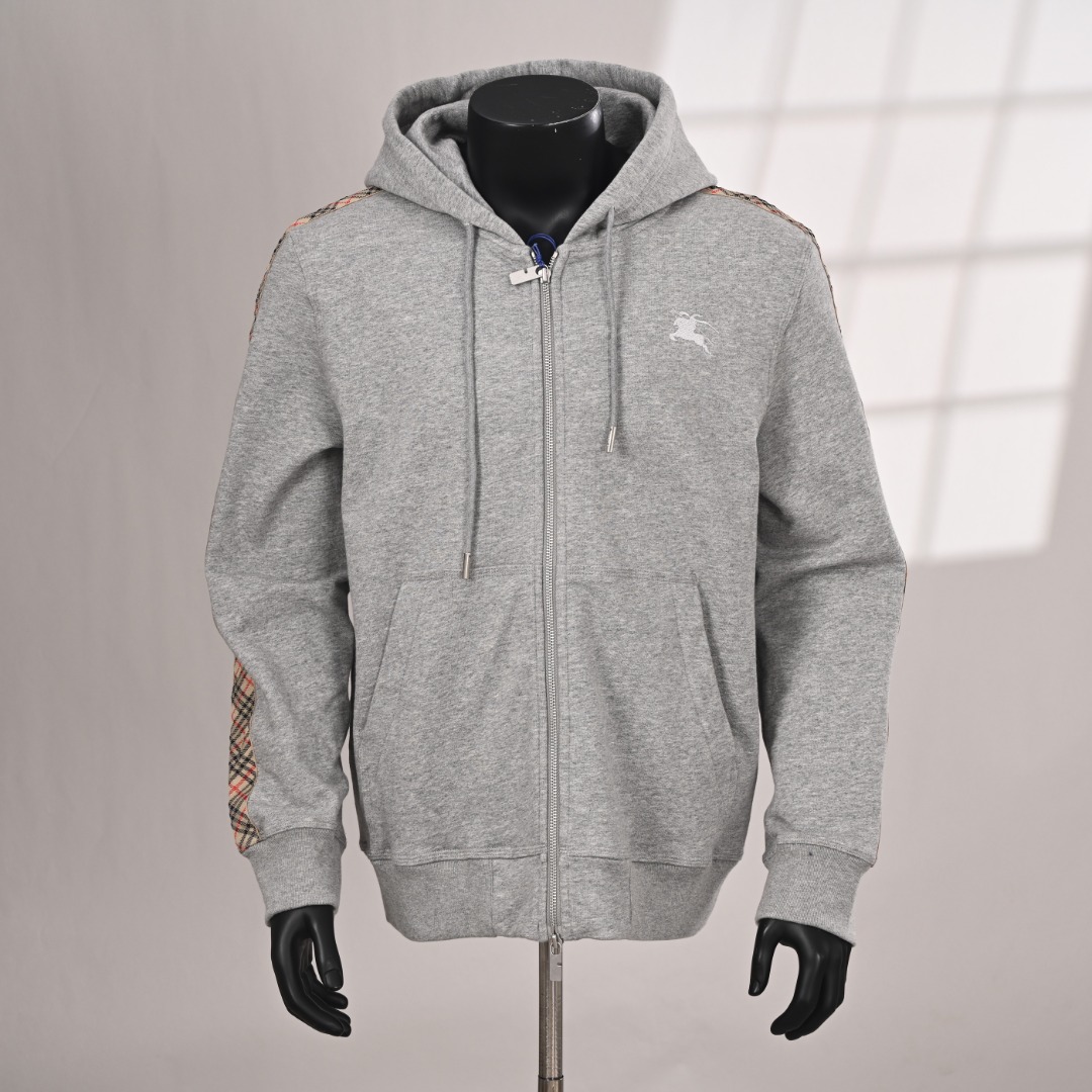 BURBERRY BBR lado diamante correas traje cremallera sudadera con capucha fotos reales