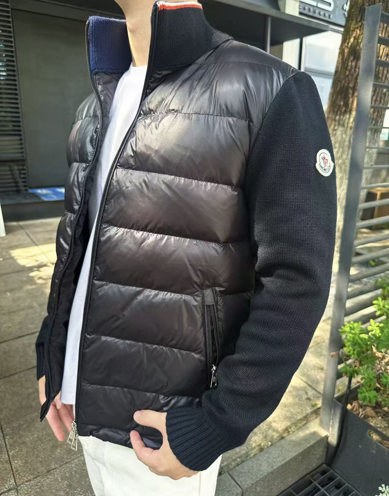 MONCLER蒙口MC 绗缝毛织拼接立领羽绒服  上身效果#