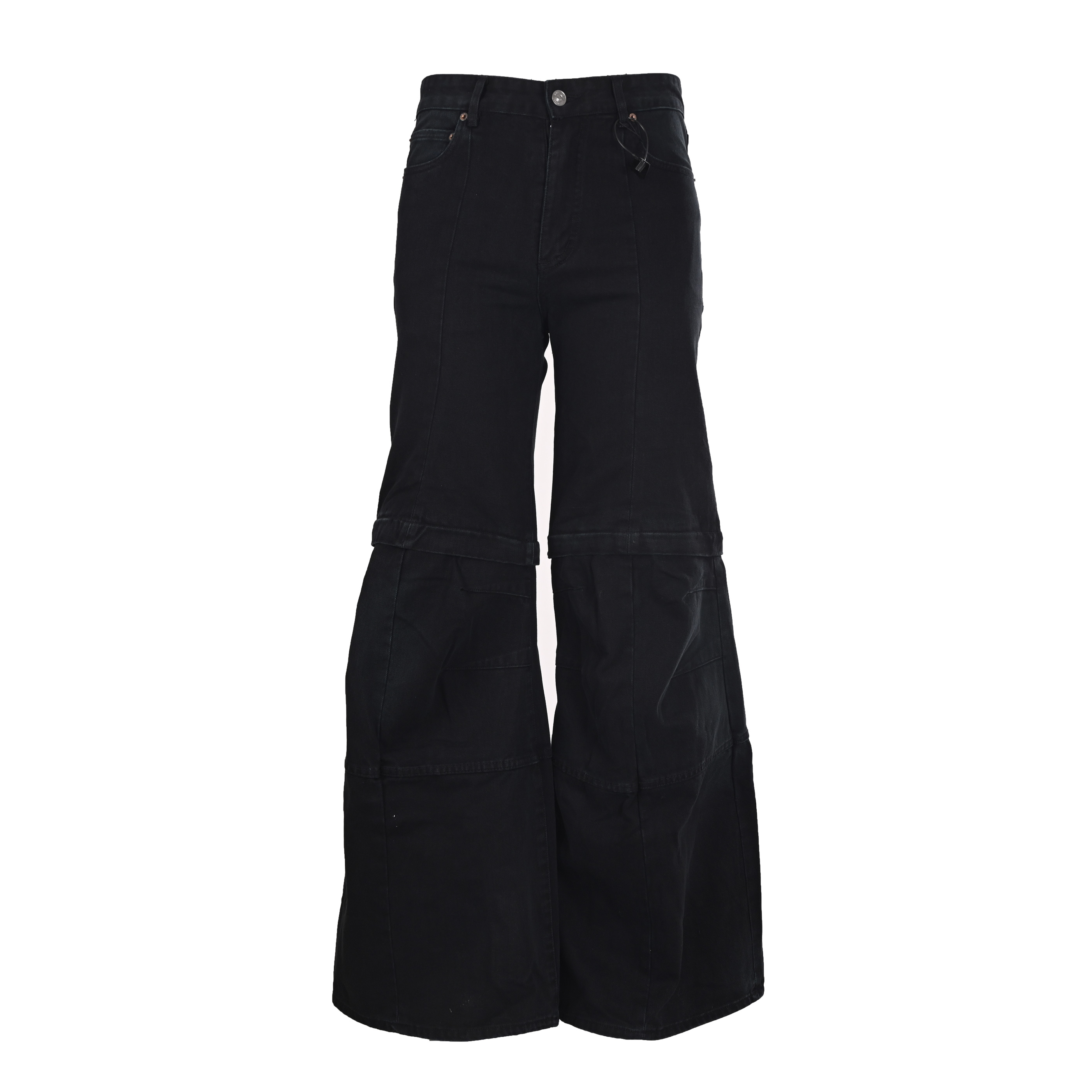 Balenciaga BLCG Detachable Flared Carpenter Jeans Unisex Black Denim Pants