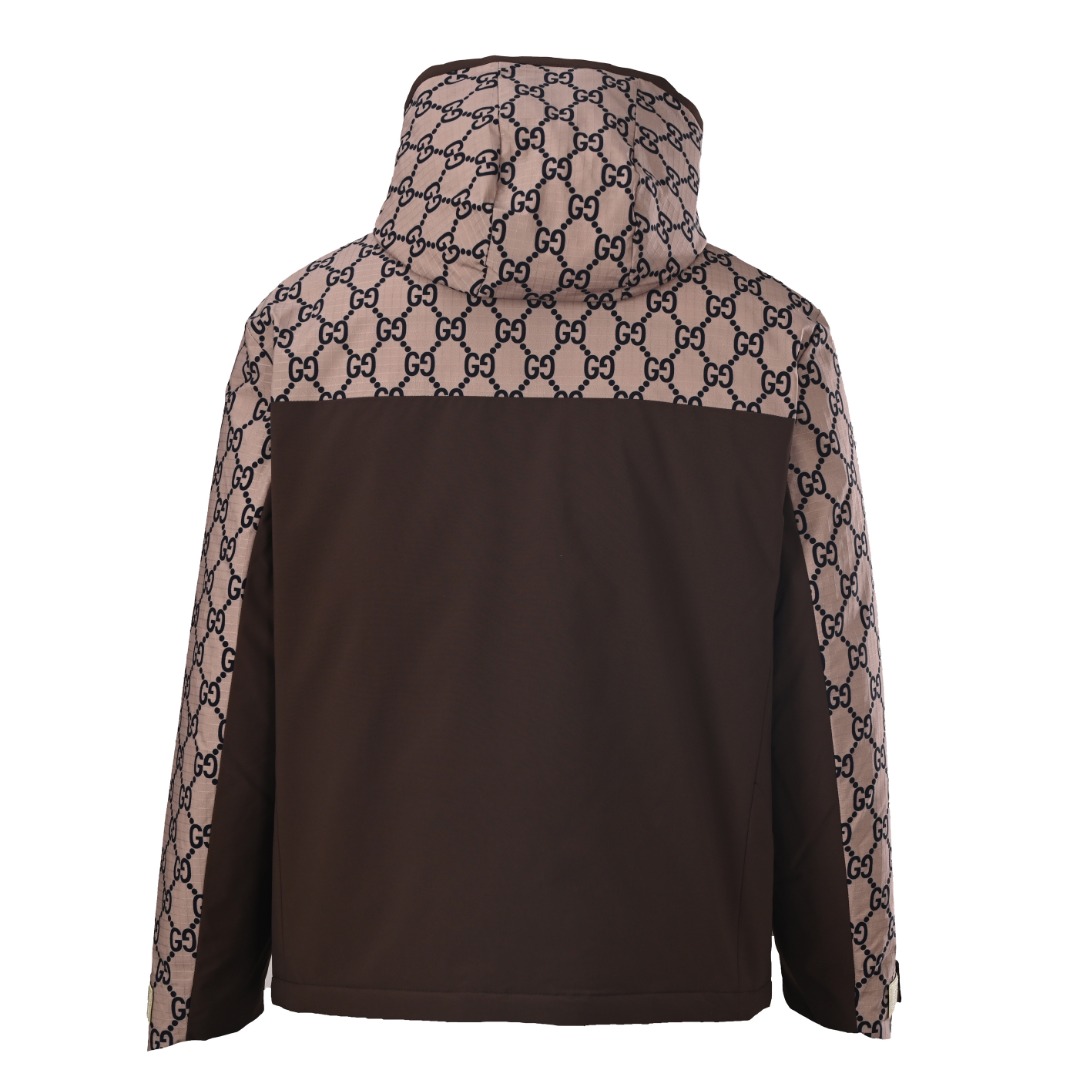 Gucci/古驰GUC 双G老花拼接连帽羽绒服 3