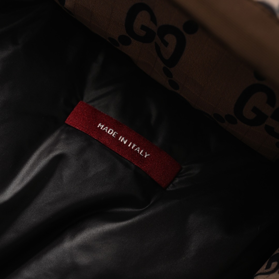 Gucci/古驰GUC 双G老花拼接连帽羽绒服 5