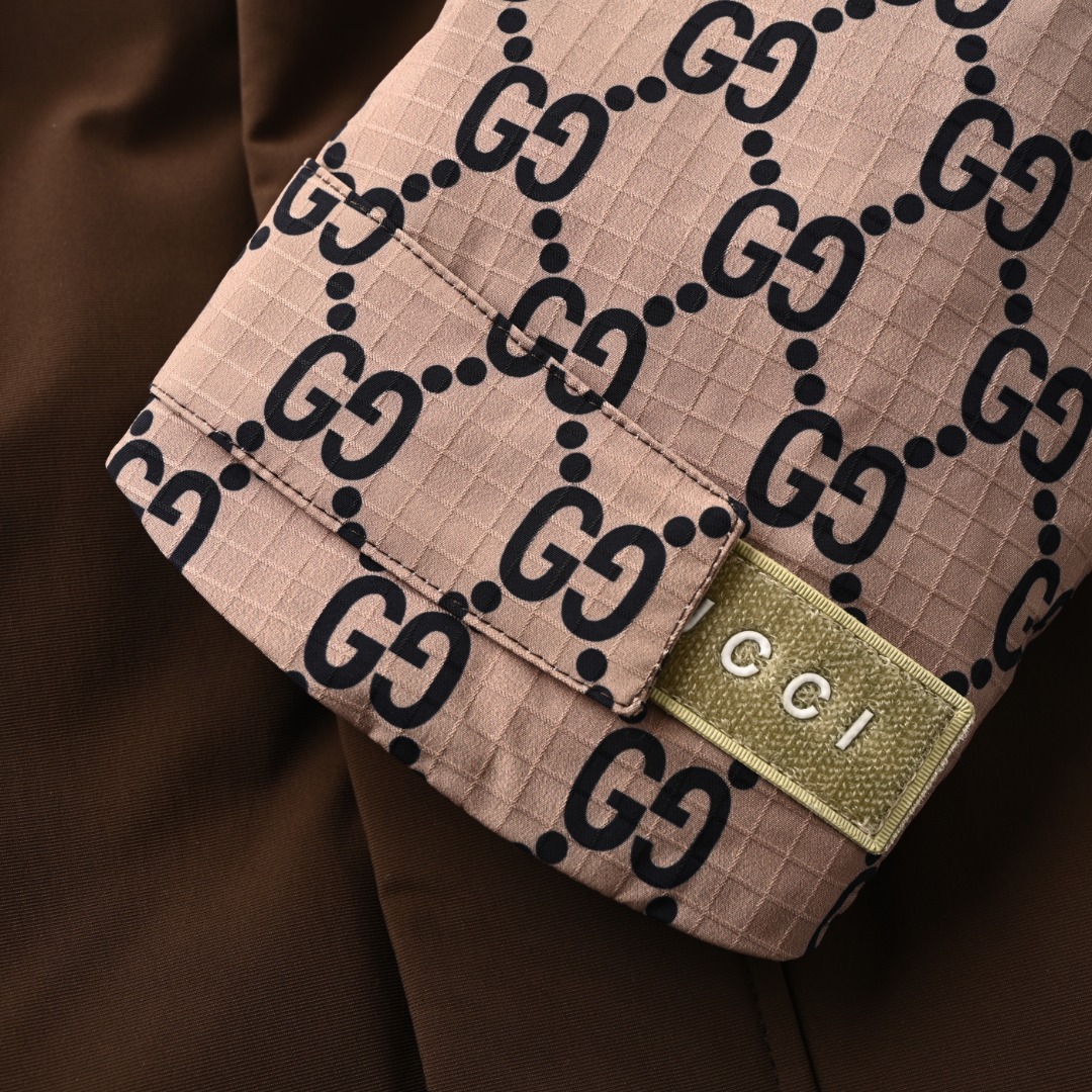 Gucci/古驰GUC 双G老花拼接连帽羽绒服 7