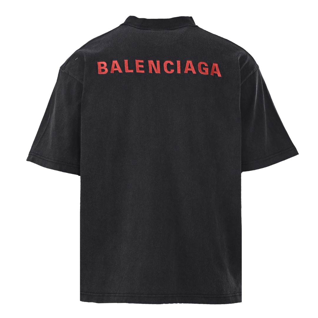 Balenciaga BALENCIAGA巴黎世家BLCG 红字母刺绣短袖T恤