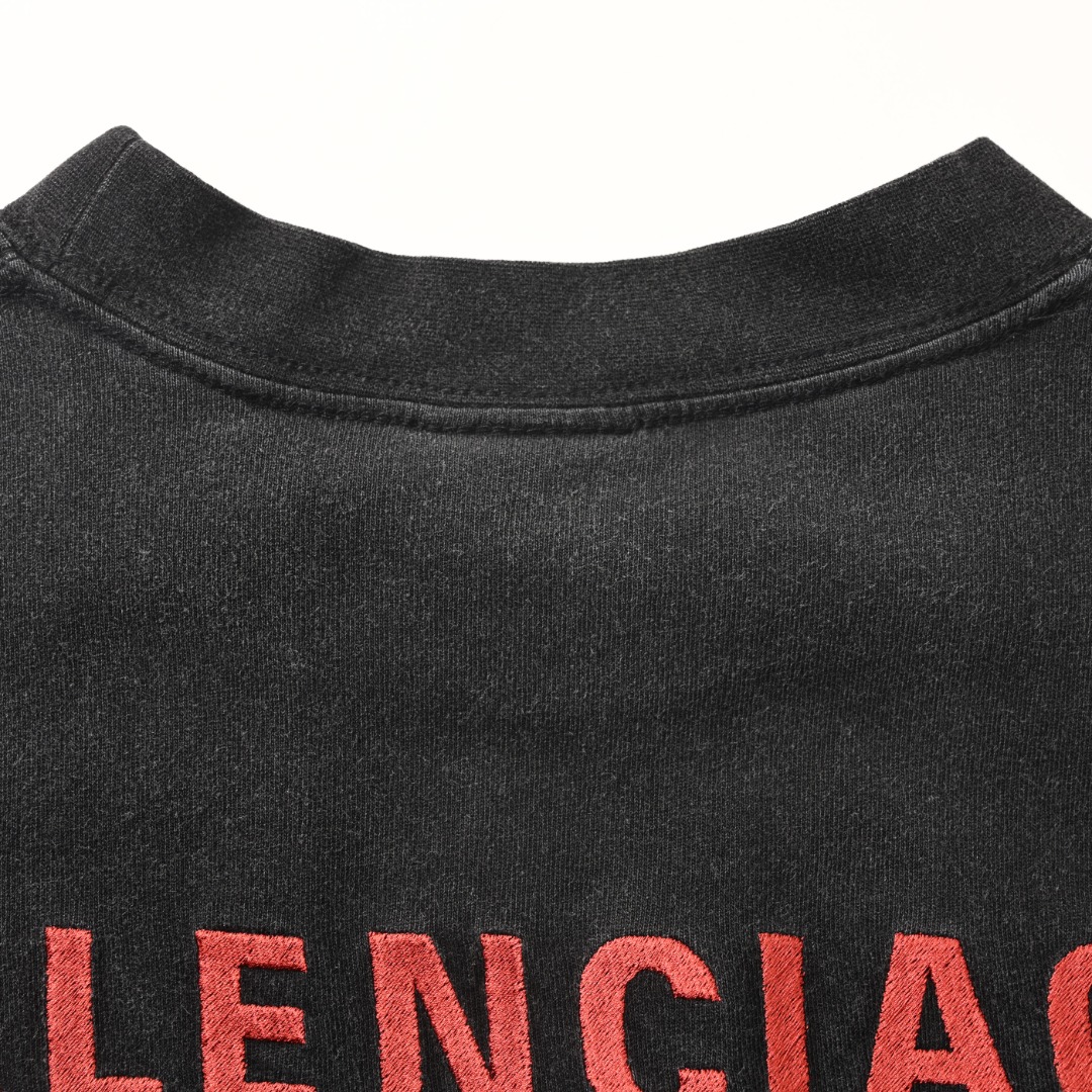 Balenciaga BALENCIAGA巴黎世家BLCG 红字母刺绣短袖T恤