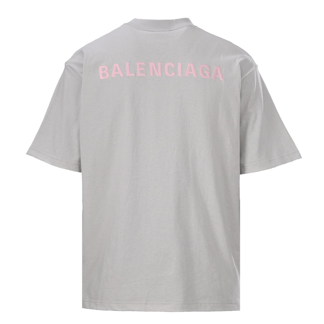 Balenciaga BALENCIAGA巴黎世家BCLG 粉字母刺绣短袖T恤