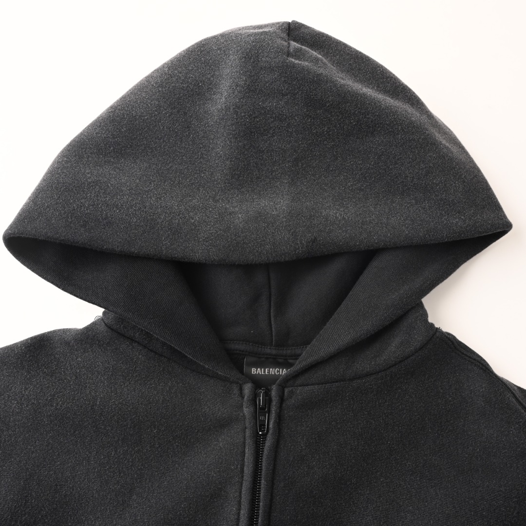 Balenciaga BALENCIAGA巴黎世家BLCG 模糊印花洗水拉链连帽外套