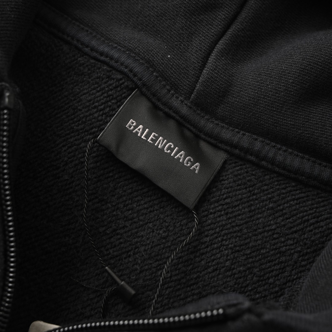 Balenciaga BALENCIAGA巴黎世家BLCG 模糊印花洗水拉链连帽外套