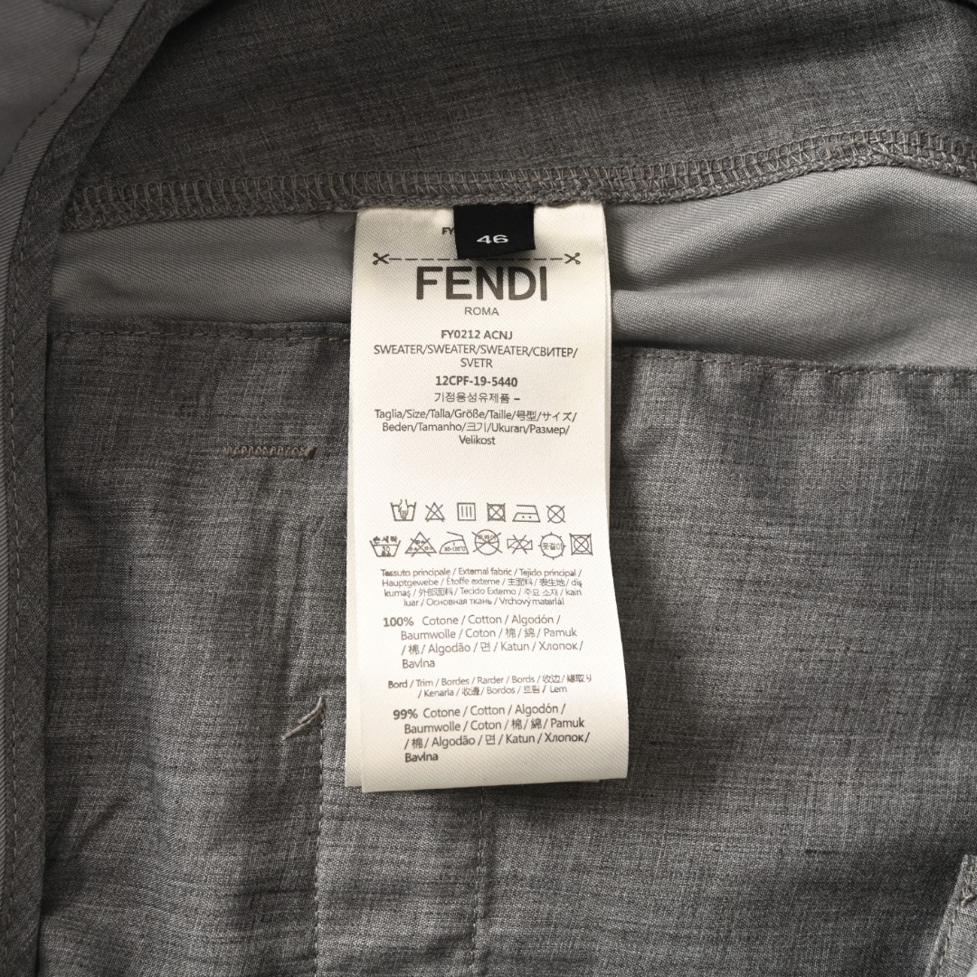Fendi FENDI芬迪FD 华达呢腰带环拉链贴袋工装长裤