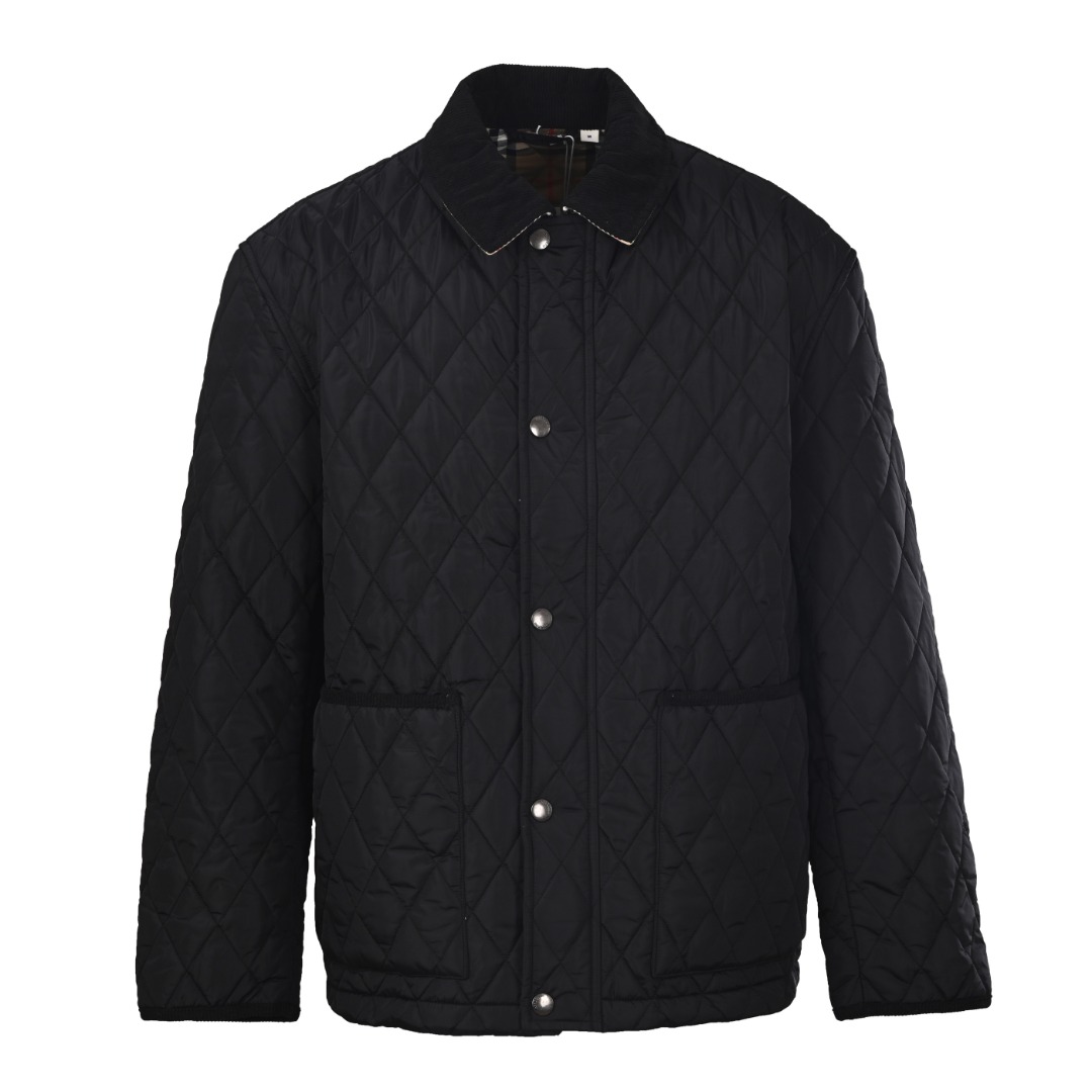 Burberry BURBERRY巴宝莉BBR 灯芯绒领口袋绗缝格纹棉服外套