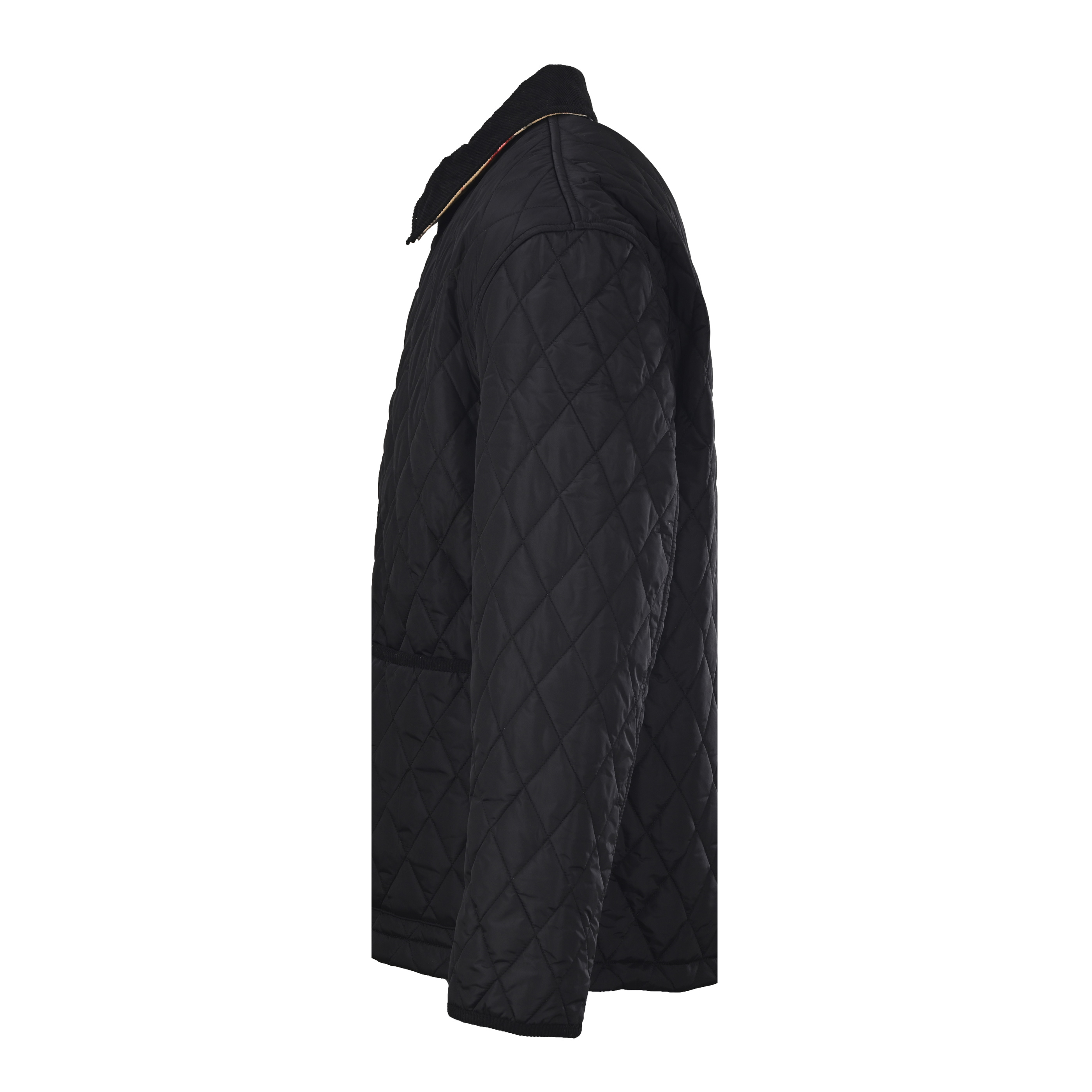 Burberry BURBERRY巴宝莉BBR 灯芯绒领口袋绗缝格纹棉服外套