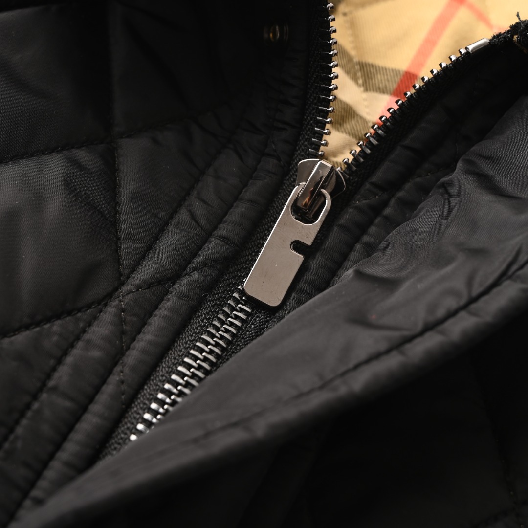 Burberry BURBERRY巴宝莉BBR 灯芯绒领口袋绗缝格纹棉服外套