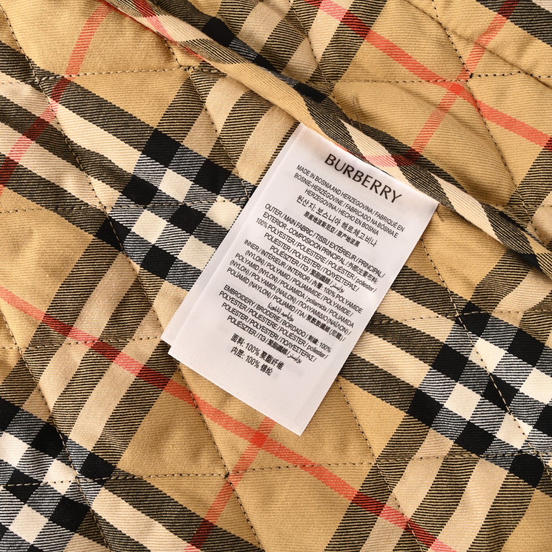 Burberry BURBERRY巴宝莉BBR 灯芯绒领口袋绗缝格纹棉服外套