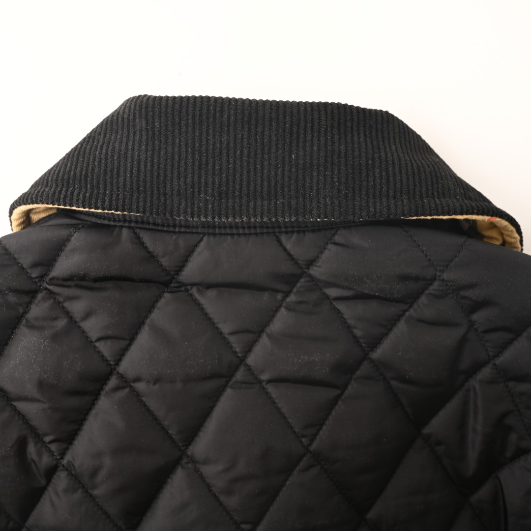 Burberry BURBERRY巴宝莉BBR 灯芯绒领口袋绗缝格纹棉服外套
