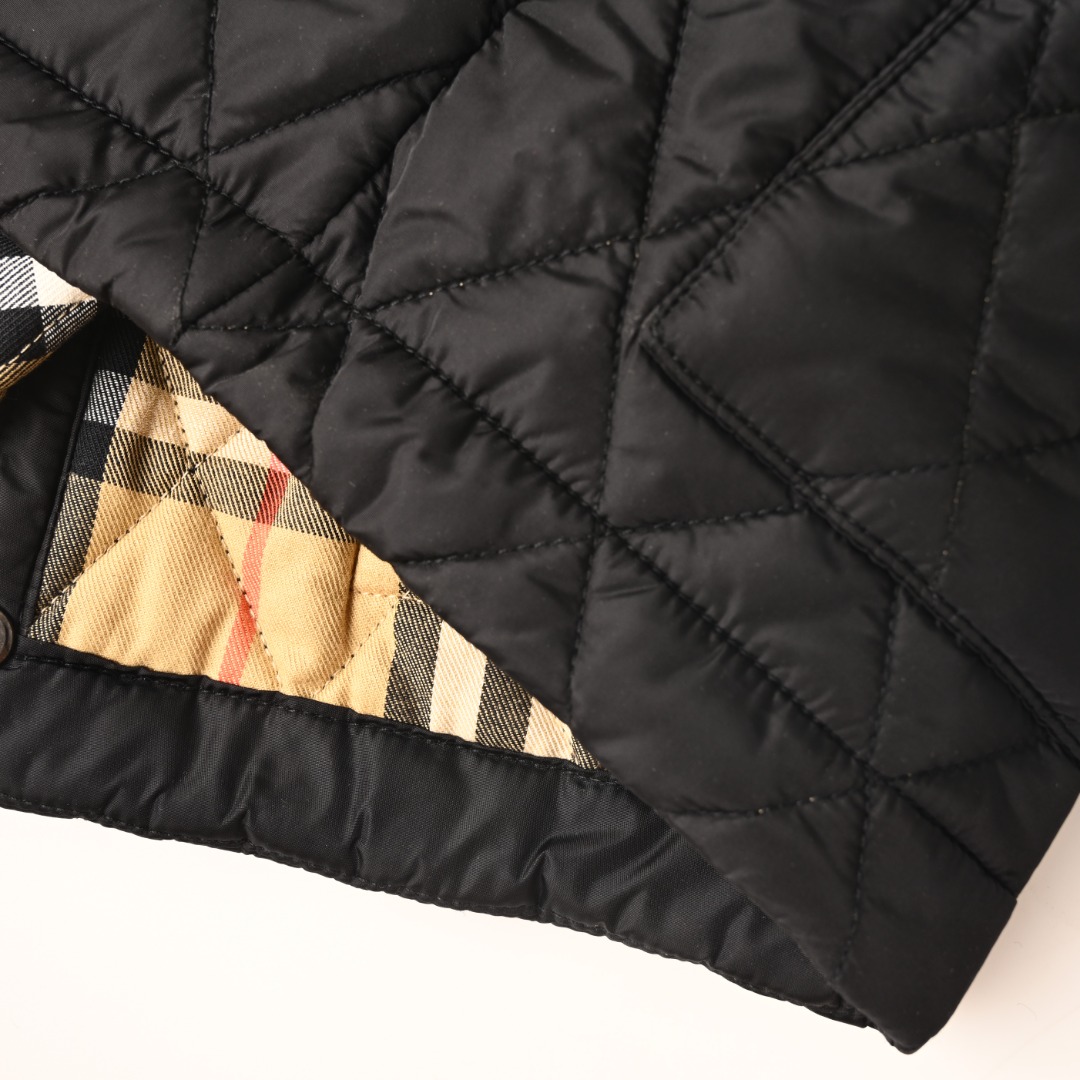 Burberry BURBERRY巴宝莉BBR 灯芯绒领口袋绗缝格纹棉服外套