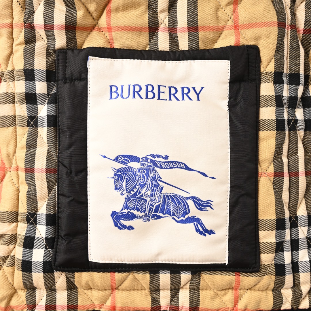Burberry BURBERRY巴宝莉BBR 灯芯绒领口袋绗缝格纹棉服外套