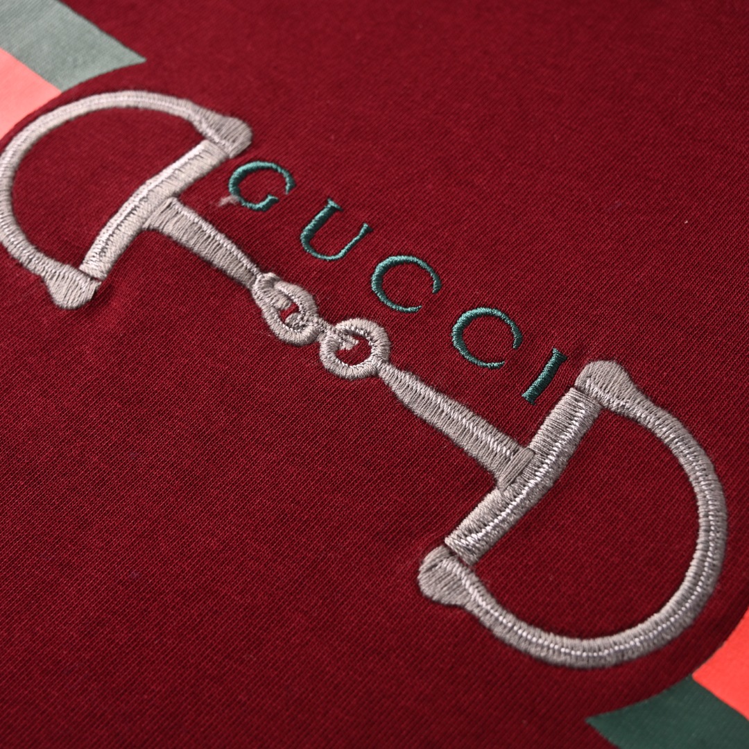 Gucci GUCCI古驰GUC 两色马衔扣织带短袖T恤