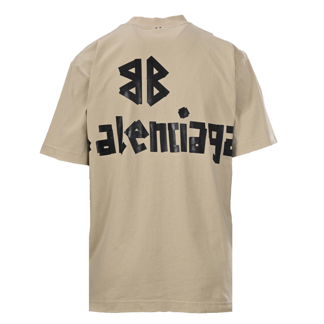 Balenciaga BALENCIAGA巴黎世家BLCG 两色胶带字母短袖T恤
