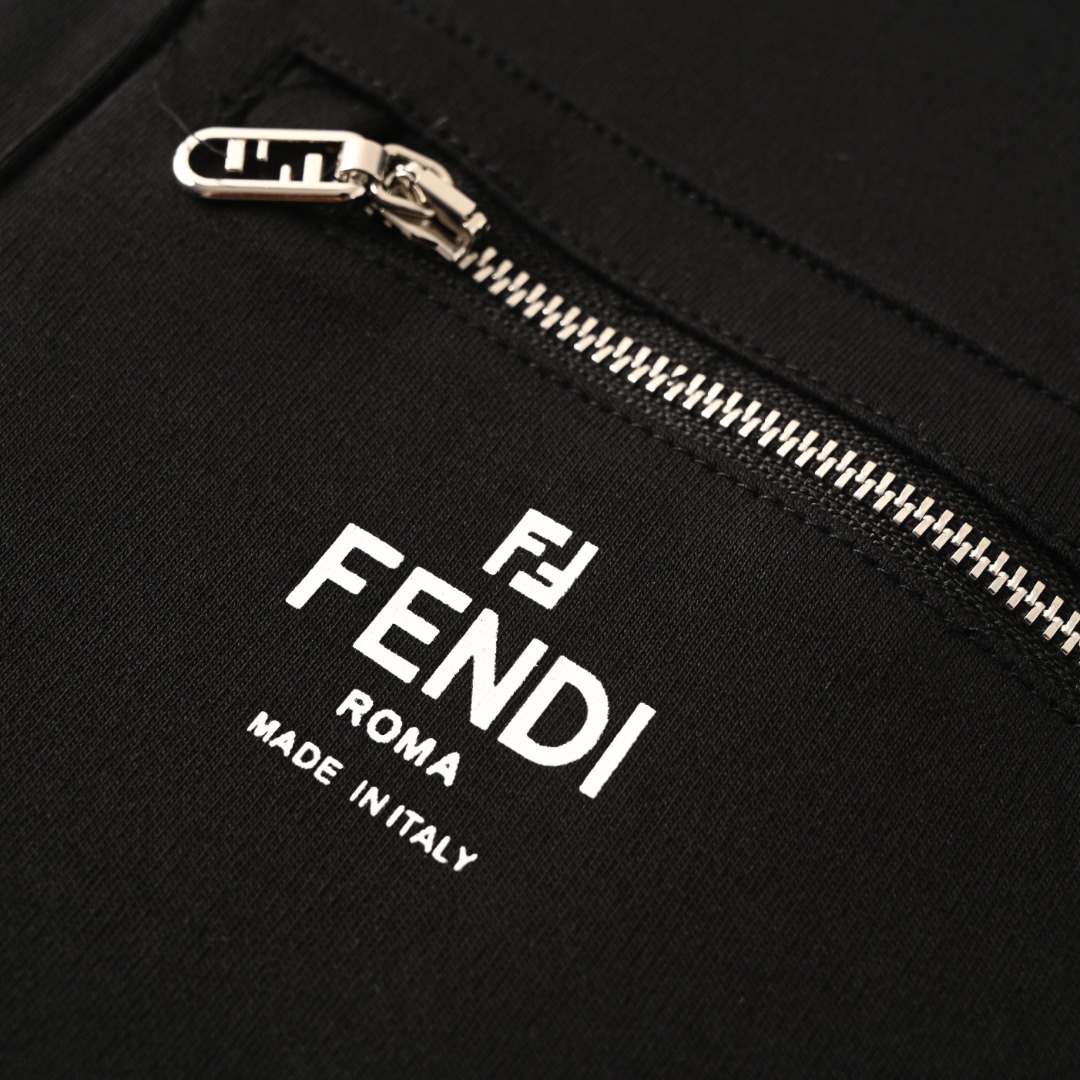 Fendi FENDI芬迪FD 拉链FF印花口袋短袖T恤