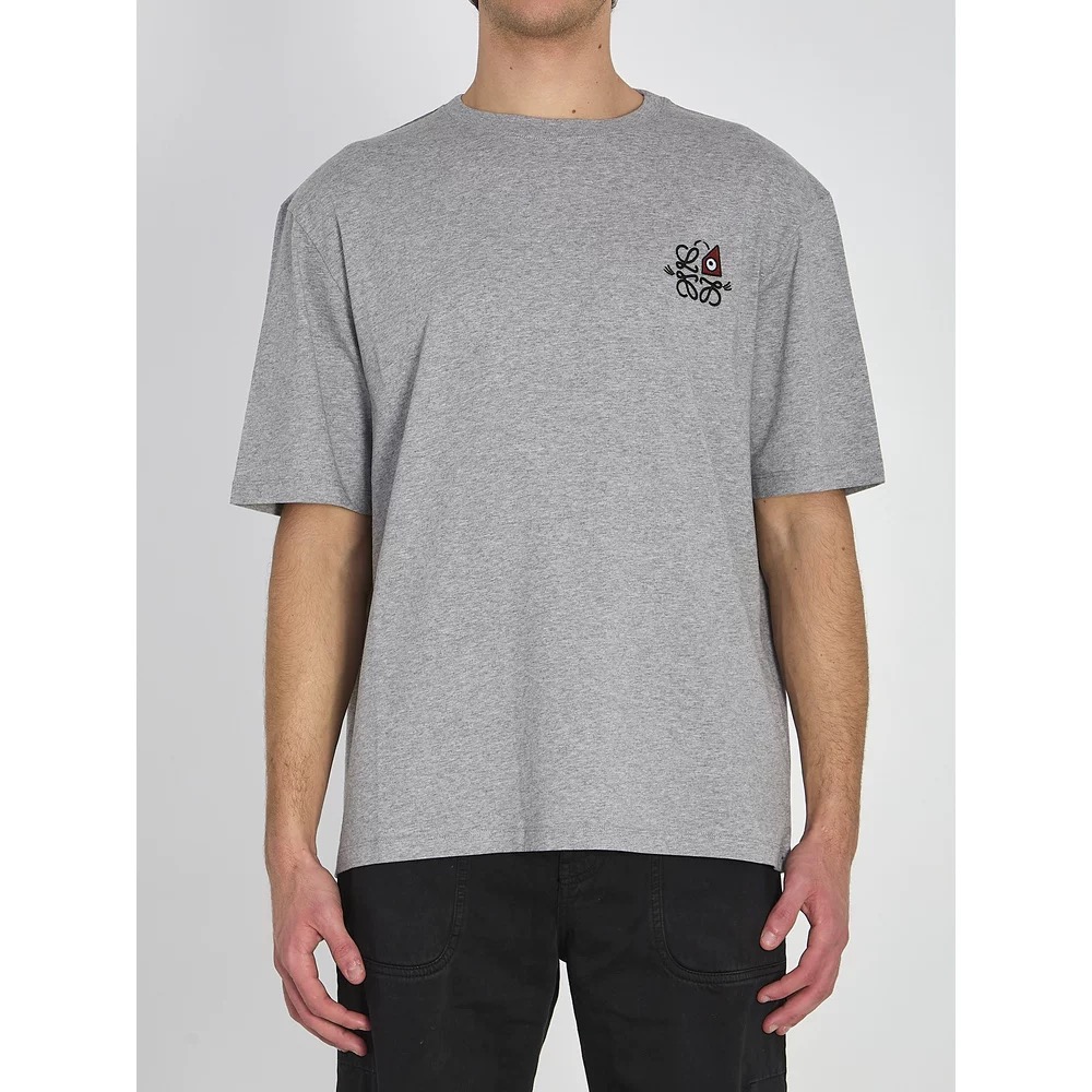 /Model photos Loewe/罗意威 X LOUIS WAIN collaboration geometric small eyes short-sleeve T-shirt (gray)
