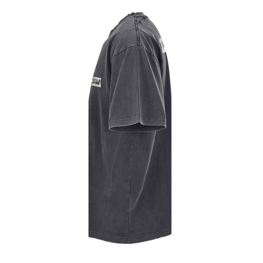 Balenciaga BALENCIAGA巴黎世家BLCG 后背胶带做旧印花字母短袖T恤